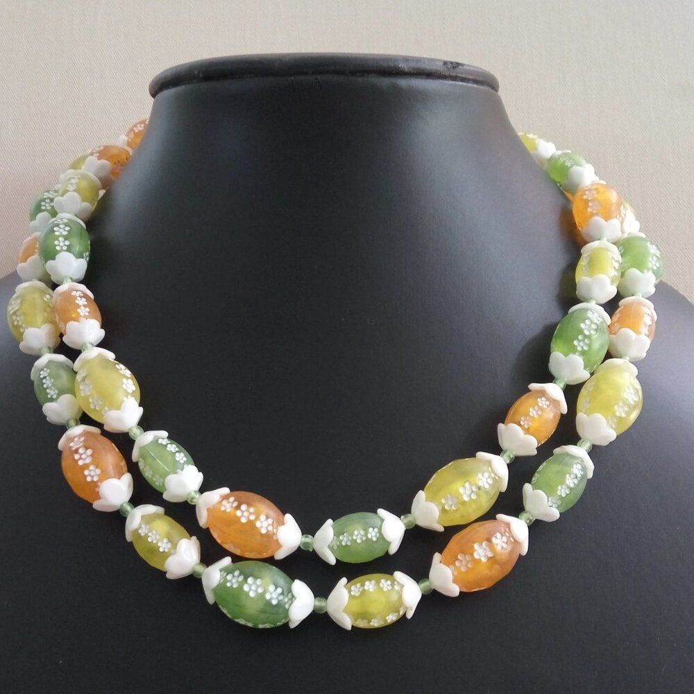 Vintage Hong Kong Double Strand Summer Necklace Choker